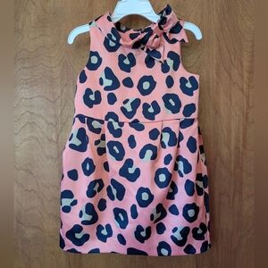 🐆 Janie and Jack Satin Coral and Navy Leopard Dress